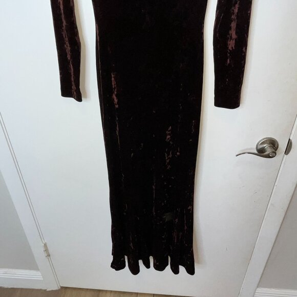 Betsey Johnson  Velvet Maxi Dress M Grunge VINTAGE VELOUR ONG BODYCO -WINE - Picture 3 of 9